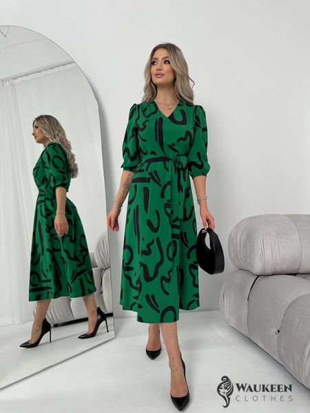 Жіноча сукня із шовкового софту колір зелений р.42/44 454125 454125 фото