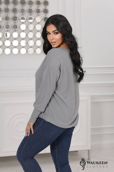 Жіноча блуза з V-подібним вирізом колір сірий р.46/48 446204 446204 фото