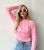 Жіночий светр укорочений з візерунком коси рожевого кольору р.42/46 396786 396786 фото