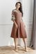 Жіноча сукня зі вставками із принтованого шифону бежева р.48/50 381709 381711 фото 1