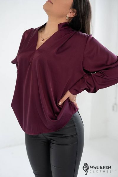 Жіноча сорочка із шовку армані колір бордо р.44/48 445853 445853 фото