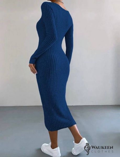 Жіноча сукня трикотаж ангора міді темно синього кольору р.42/46 396526 396526 фото
