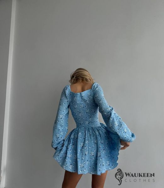 Жіночий комбінезон із шортами-спідницею колір блакитний р.42/44 454060 454060 фото
