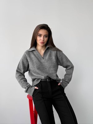 Женский свитер-поло цвет серый р.42/46 450414 450414 фото