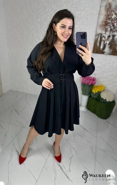 Жіноча сукня з корсетом колір чорний р.54/56 452892 452892 фото