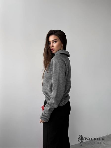 Жіночий светр-поло колір сірий р.42/46 450414 450414 фото