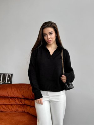Женский свитер-поло цвет черный р.42/46 450412 450412 фото