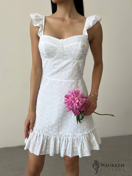 Жіноча сукня з прошви колір білий р.44 437881 437881 фото