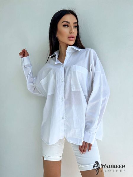 Жіноча базова сорочка з бавовни колір білий р.42/46 449324 449324 фото