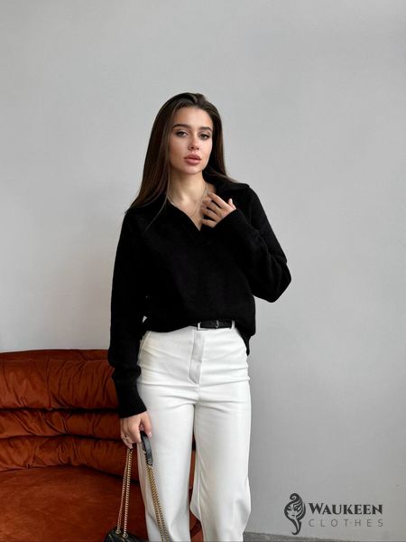 Жіночий светр-поло колір чорний р.42/46 450412 450412 фото