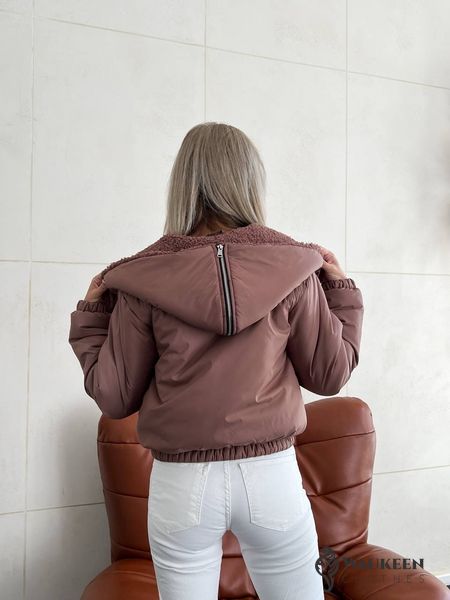 Жіноча укорочена курточка кольору моко р.42/44 396843 396843 фото