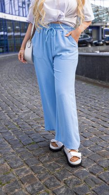 Жіночі штани із креп-жатки колір блакитний р.52/54 456174 456174 фото