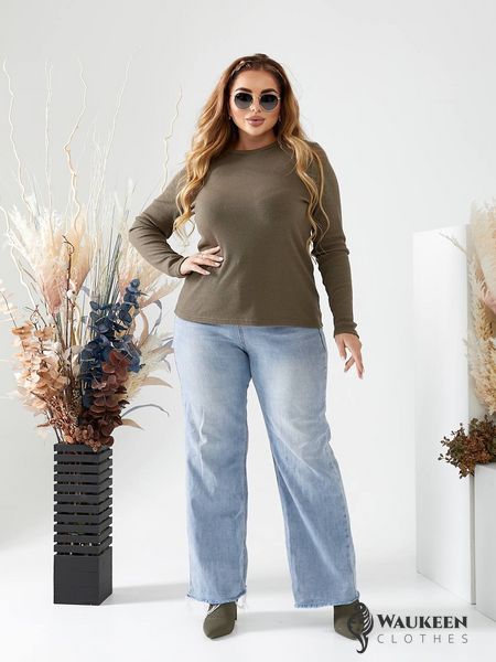 Жіночий светр із ангори колір оливковий р.52/54 448752 448752 фото