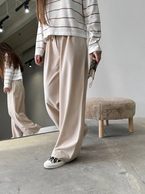 Женские брюки с декоративным шнурком цвет бежевый р.42 451519 451519 фото