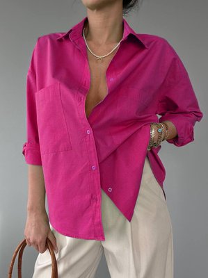 Женская базовая рубашка из хлопка цвет малина р.42/46 449323 449323 фото