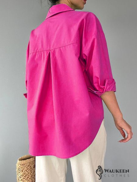 Женская базовая рубашка из хлопка цвет малина р.42/46 449323 449323 фото