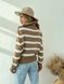 Жіночий светр вовняний в смужку з блискавкою бежевий з молочним р.42/46 396782 396782 фото 7