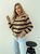 Жіночий светр вовняний в смужку з блискавкою бежевий з чорним р.42/46 396780 396780 фото