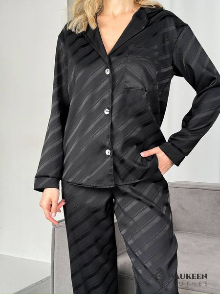 Жіночий домашній костюм штани та сорочка колір чорний р.42/44 454853 454853 фото