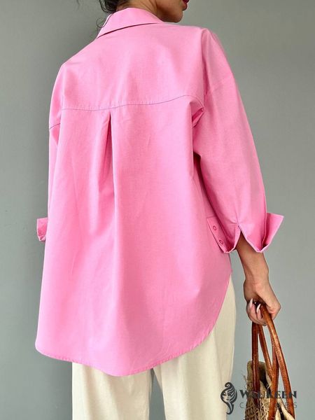 Жіноча базова сорочка з бавовни колір рожевий р.42/46 449326 449326 фото