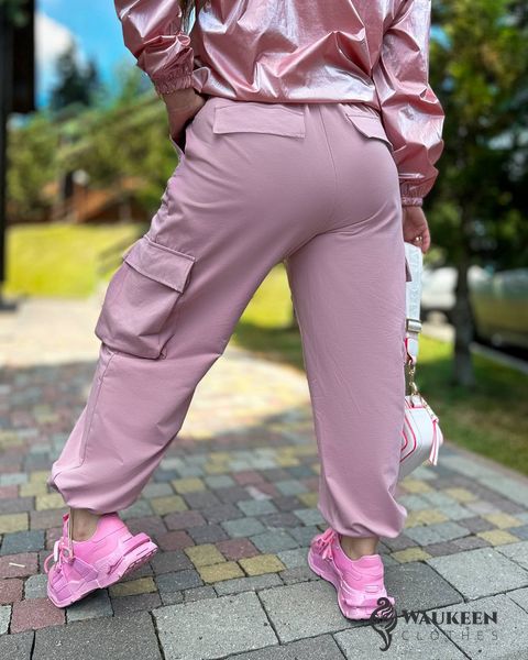 Жіночі штани карго колір рожевий пудра р.56/58 440295 440295 фото