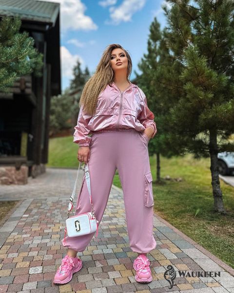 Жіночі штани карго колір рожевий пудра р.56/58 440295 440295 фото