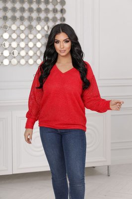 Жіночий светр трикотажний колір червоний р.48/50 445623 445623 фото