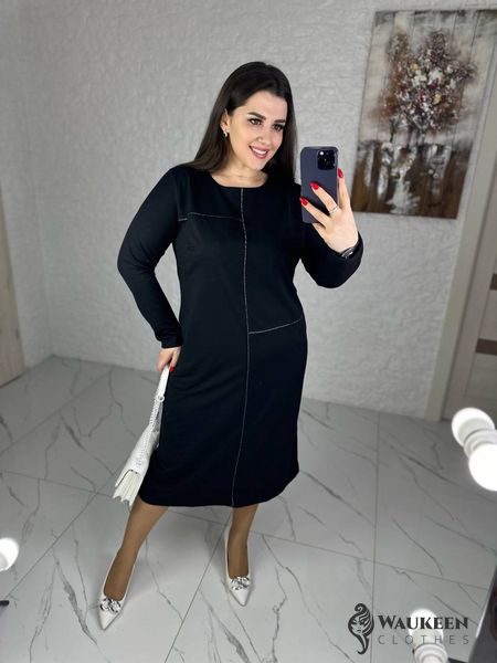 Жіноча сукня прямого крою колір чорний р.58/60 450559 450559 фото