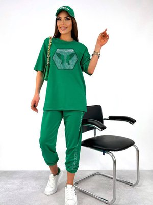 Жіночий спортивний костюм двійка зеленого кольору р.46/48 363257 431537 фото
