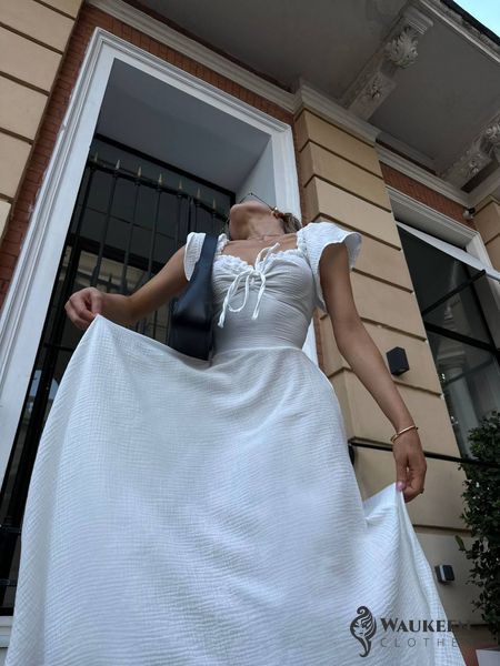 Женское хлопковое платье цвет белый р.42/46 450383 450383 фото