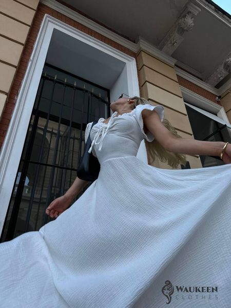 Женское хлопковое платье цвет белый р.42/46 450383 450383 фото