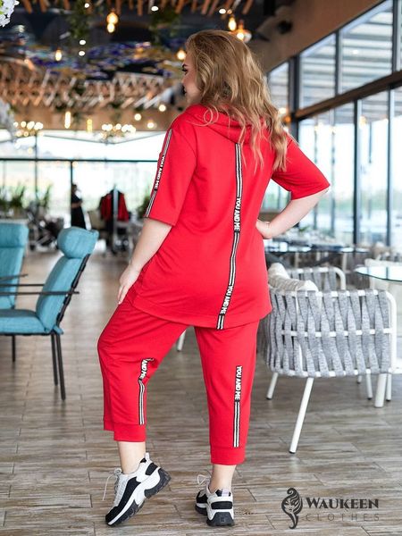 Жіночий спортивний костюм кофта та бриджі червоного кольору р.48/50 292292 379835 фото