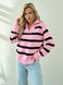 Жіночий светр вовняний в смужку з блискавкою рожевий з чорним р.42/46 396781 396781 фото 1
