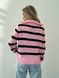 Жіночий светр вовняний в смужку з блискавкою рожевий з чорним р.42/46 396781 396781 фото 3