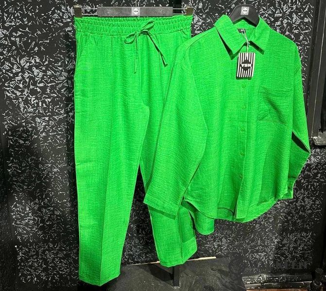 Женский костюм-двойка из льна цвет зеленый р.L 454926 454926 фото