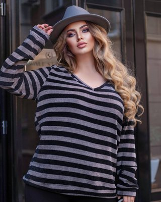 Жіночий светр у смужку чорного кольору 382739 382739 фото