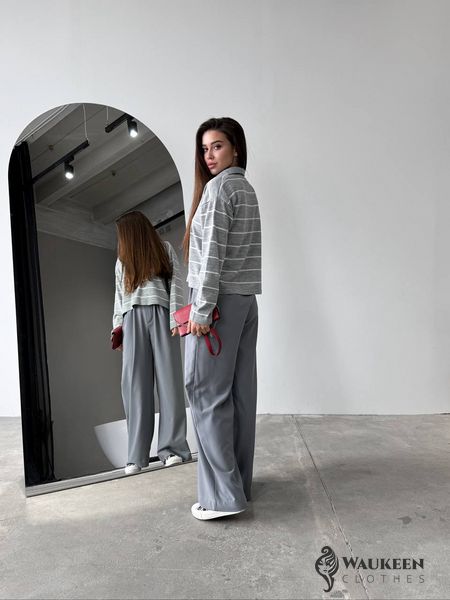 Жіночі брюки з декоративним шнурком колір сірий р.42 451520 451520 фото