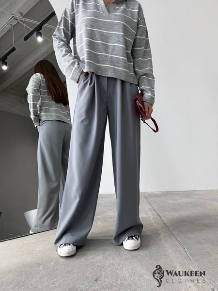 Жіночі брюки з декоративним шнурком колір сірий р.42 451520 451520 фото
