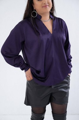 Жіноча сорочка із шовку армані колір фіолетовий р.44/48 446628 446628 фото