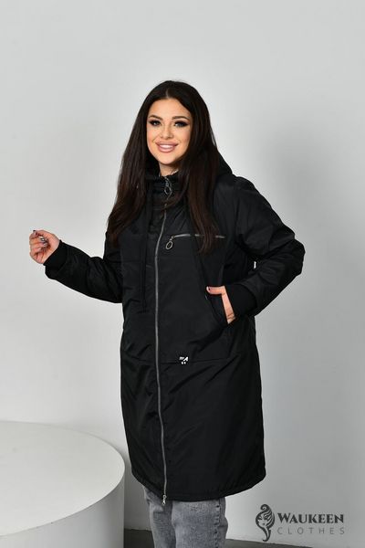Женская удлиненная куртка цвет черный р.48/50 449631 449631 фото
