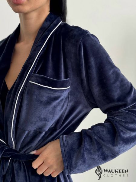 Жіноча піжама двійка плюш велюр колір синій р.42/44 452517 452517 фото