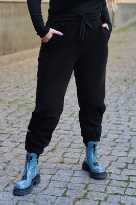 Жіночі штани-джогери на флісі чорного кольору 383992 383992 фото