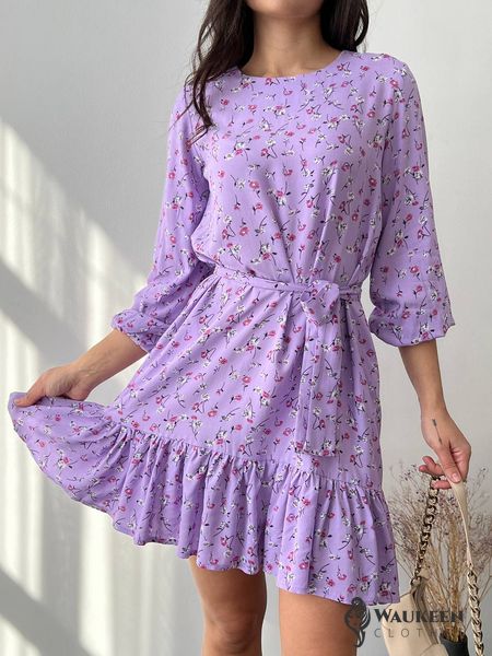 Жіноча сукня з поясом колір лаванда р.42/44 454111 454111 фото