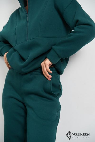 Жіночий теплий костюм тринитка на флісі колір зелений р.XL 449083 449083 фото
