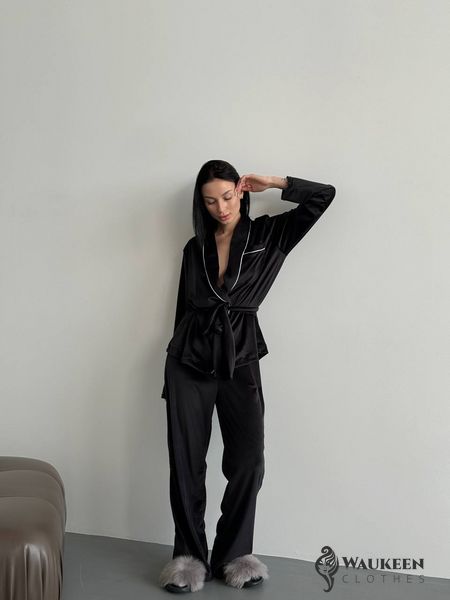 Жіноча піжама двійка плюш велюр колір чорний р.42/44 452516 452516 фото