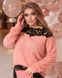 Жіночий светр із ангори з мереживом пудрового кольору р.50/52 385577 385577 фото 1
