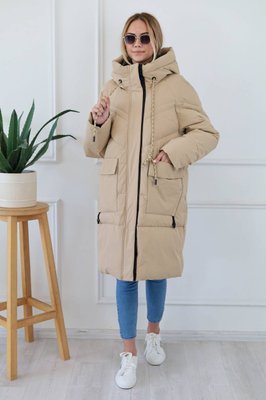 Женская куртка до колен цвет капучино р.S 445221 445221 фото