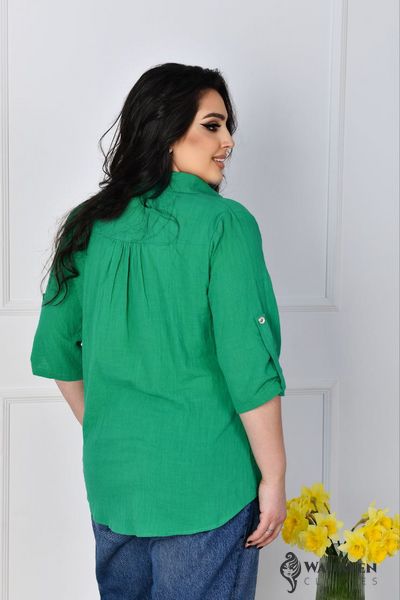 Жіноча льняна сорочка зеленого кольору 420858 420858 фото