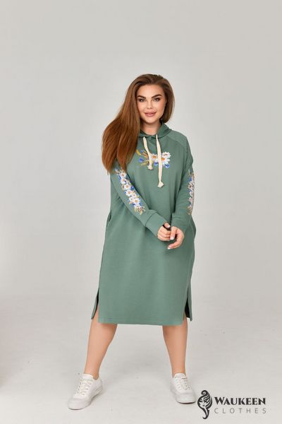 Жіноча сукня спорт з капюшоном колір оливка р.56 454452 454452 фото