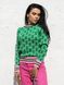 Жіночий светр із бавовни зеленого кольору з візерунком 396897 396897 фото 1
